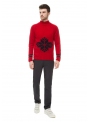 Cardigan for men's knitted red