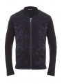 Jumper bomber is male knit dark blue with zippers