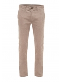 Trousers are light brown corduroy cotton