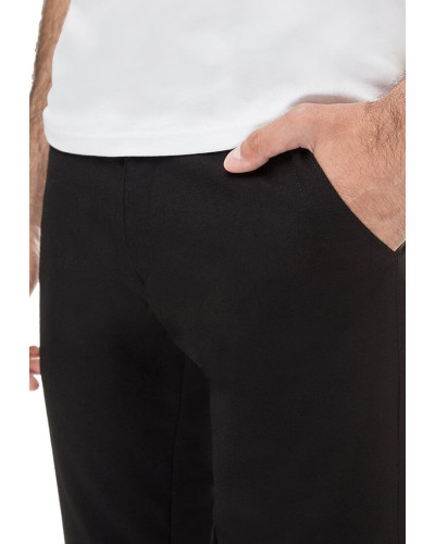 Men's black trousers are monochrome