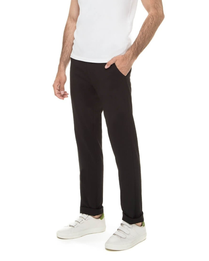 Men's black trousers are monochrome