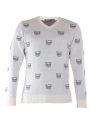 Pullover knitted white with guinea pigs