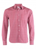 Casual burgundy cotton checkered shirt