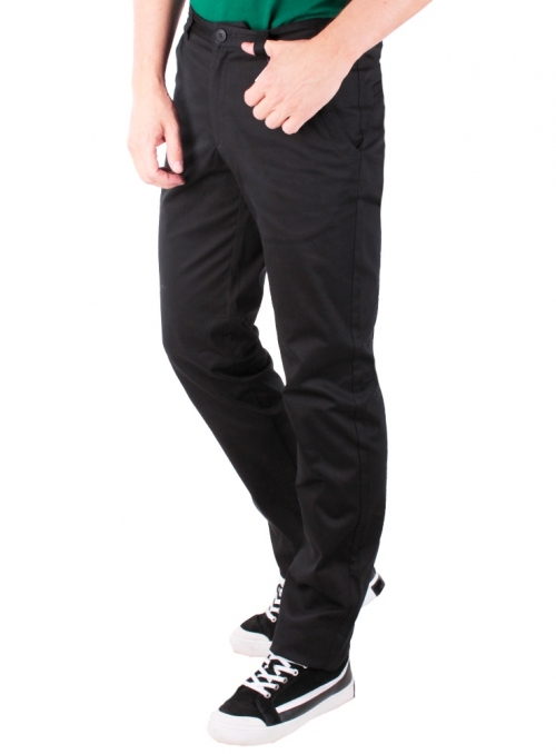 Trousers are cotton black monophonic