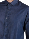 Рубашка джинсовая повседневная синяя однотонная