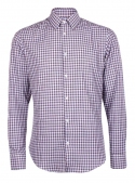 Casual white and brown cotton checked shirt
