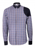 Casual Blue-Brown Cotton Checked Shirt