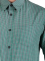 Рубашка повседневная зеленая хлопковая в клетку