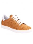 Perforated leather mustard sneakers