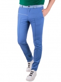 Trousers are cotton blue monophonic