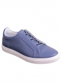 Blue perforated leather sneakers
