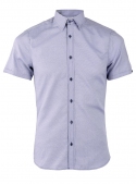 Shirt casual white and blue cotton blend