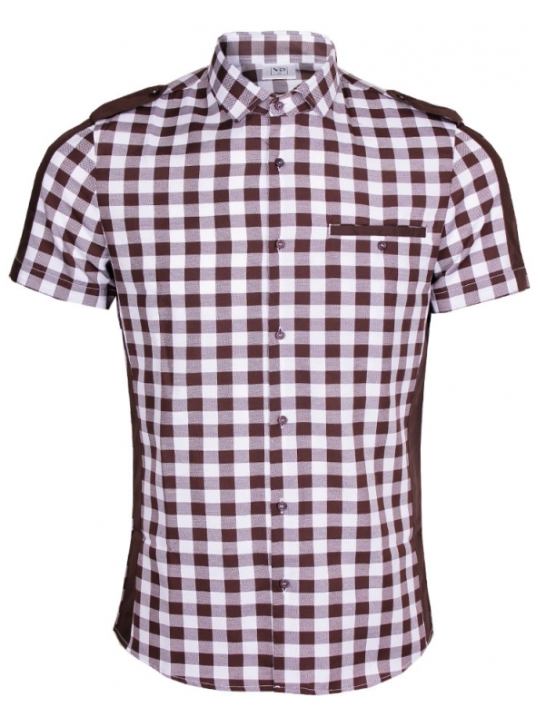 Casual Cotton White-Brown Checked Shirt