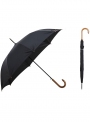 Зонт KRAGO черный в белую полоску с деревянной ручкой
