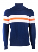 Men's blue golf with an orange strip