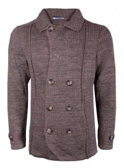Пальто-пиджак мужское вязаное коричневое