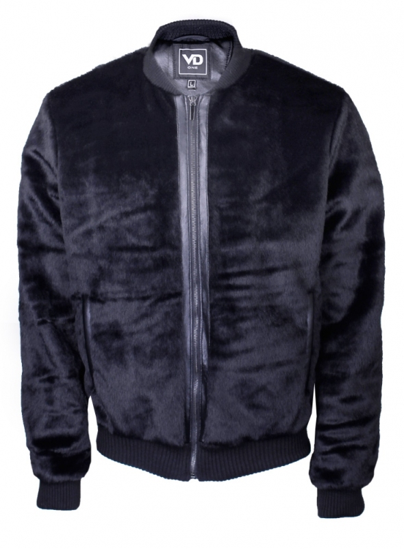 Куртка мужская черная из искусственного меха