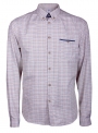 Men's casual beige shirt with colored stripes