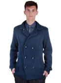 The jacket coat is man's knitted blue