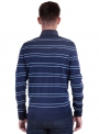 Пуловер чоловічий синій з V-подібним вирізом горловини в смужки