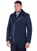 Men's blue cropped woolen coat with inserts