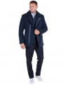 Пальто мужское укороченное шерстяное синее со вставками