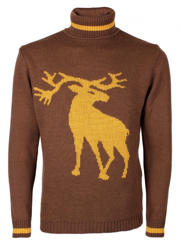 Men's golf knitted brown with a tied deer