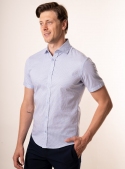 Мужская голубая рубашка с геометрическим принтом