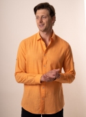 Мужская оранжевая льняная рубашка