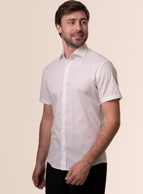 Чоловіча біла сорочка з геометрическим принтом