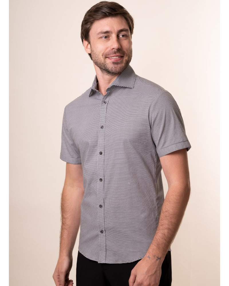Men's black & white check shirt