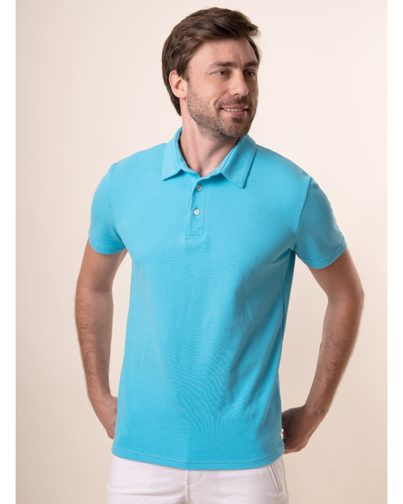 Men's light blue polo