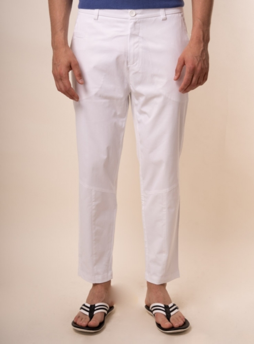Trousers are man's white monophonic cotton