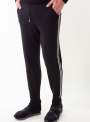 Men's casual pants wool black with white stripes
