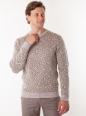 Sweater men's knitted beige in a pattern