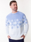 Мужской голубой свитер крупной вязки