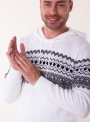 Мужской белый свитер худи с орнаментом