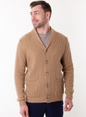 Men's beige cardigan in volumous knit