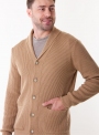 Men's beige cardigan in volumous knit