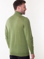 Men's green grass rollneck in a fine knit
