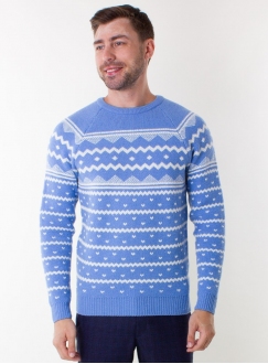 Men&#039;s sky-blue sweater in volumous knit