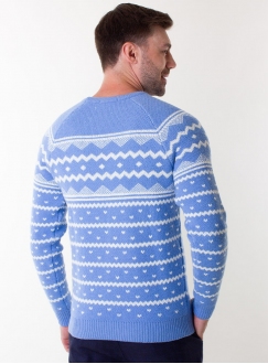 Мужской голубой свитер крупной вязки