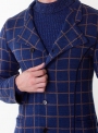 Пиджак мужской трикотажный синий в коричневую клетку