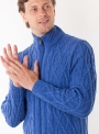 Men's sky-blue cardigan in volumous knit