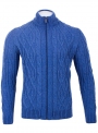 Men's sky-blue cardigan in volumous knit