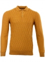 Men's mustard polo in a fine cable knit