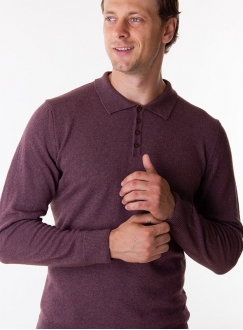 Men&#039;s brown cashmere polo in a fine knit
