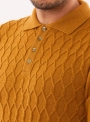 Men's mustard polo in a fine cable knit