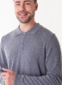 Men's grey cashmere polo in a fine knit