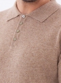 Men's beige cashmere polo in a fine knit